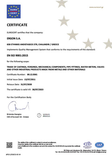 The company is ISO 9001:2015 certified.