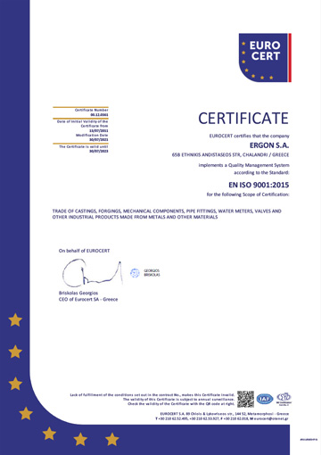 The company is ISO 9001:2015 certified.